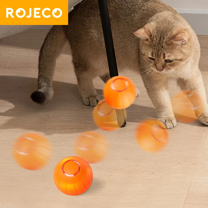 ROJECO Smart Interactive Cat Toys Rechargeable Rolling Magic Ball for Pet Cats Indoor Play Kitten Toy for Cats Kitten Accessory