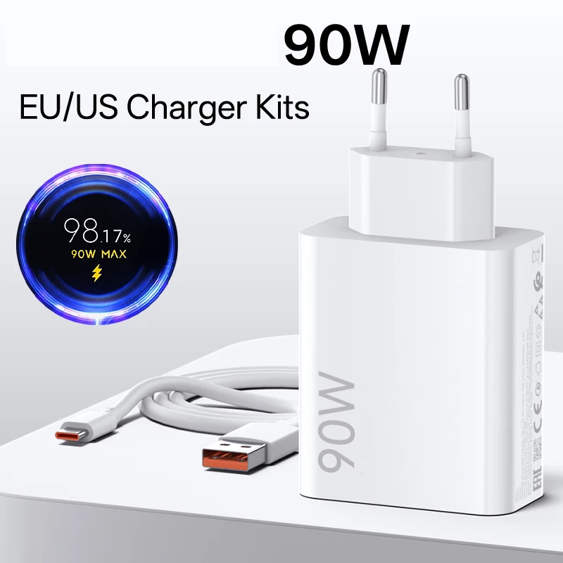 Pour Xiaomi 90W EU chargeur Turbo Charge Type C USB câble de Charge pour Xiaomi 15 14 13 Ultra Redmi 14 13 Pro Poco X7 Pro F7 Pro