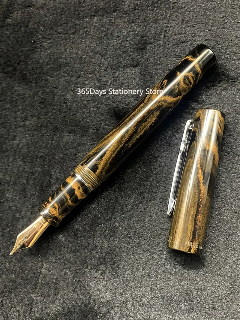 New Junlai 631 Silver Clip 14K NO.32 Nib Gold Fountain Pen German Cumberland Rigid Natural Rubber Piston Long Knife Gift Pen