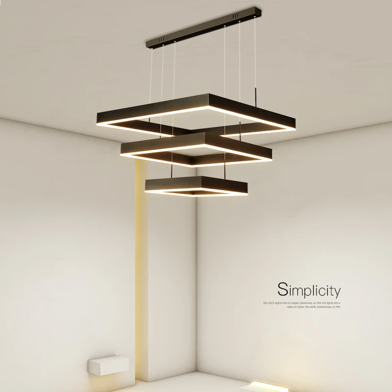 

Современная простая скандинавская люстра, роскошный минималистичный квадратный светильник для столовой для гостиной, спальни