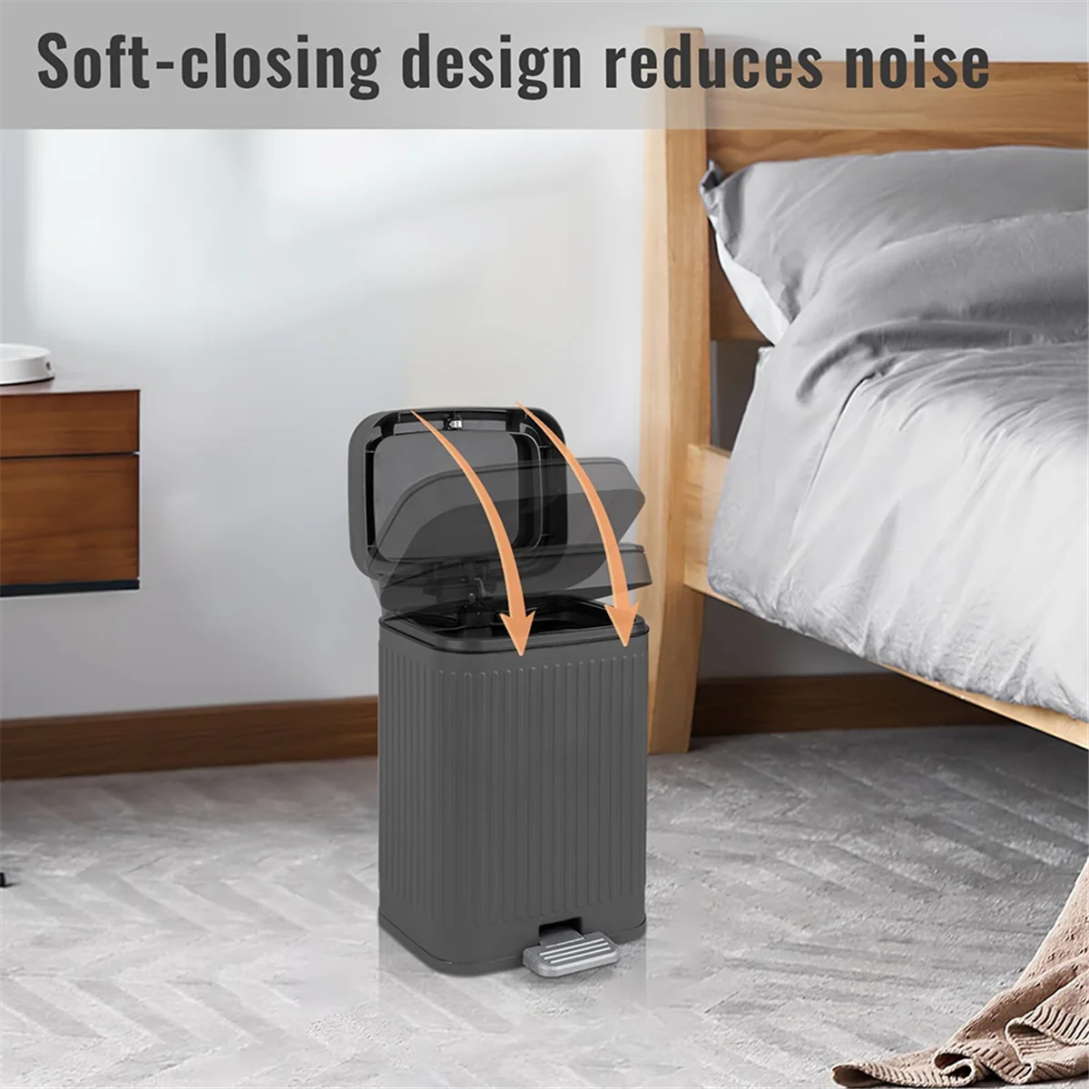 

YHYS Маленький мусорный бак для ванной комнаты с крышкой 2,1 галлона Soft Close Step Тонкий мусорный бак для офиса, спальни, кухни B