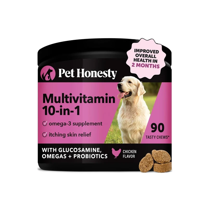 10 in 1 Multivitamin For Dogs, With Glucosamine, Probiotics, Omegas, Support Joint Skin And Coat Health Chicken 90 ct