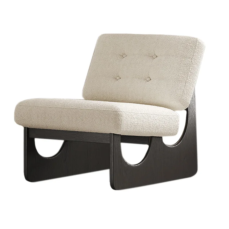 

Retro single sofa leisure chair balcony living room ash wood leisure chair