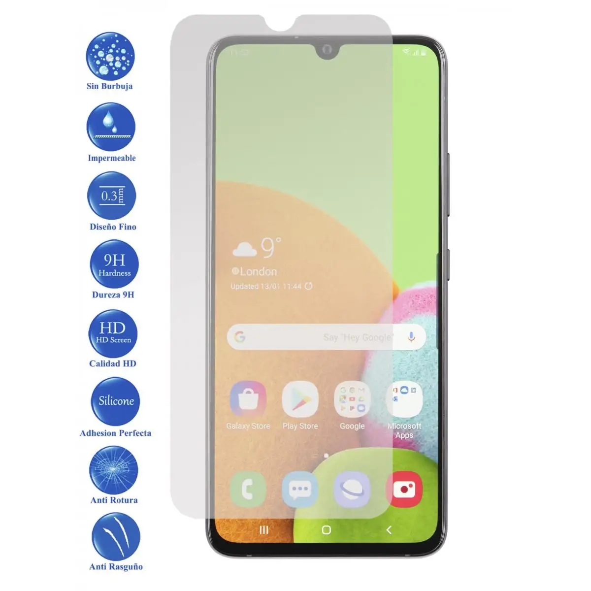 Galaxy A90 black tempered glass screen Protector 9H for movil - Todotumovil