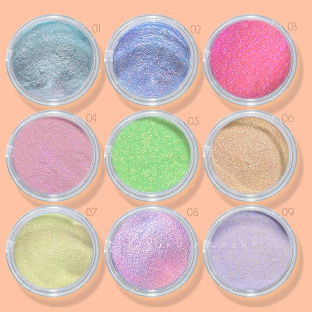 9 jar/Set Aurora Moonlight Spiegel Nagel Pulver 9 Farben Perle Meerjungfrau Einhorn Nagel Chrom UV Gel Polnisch Pigment DIY Nagel Dekor