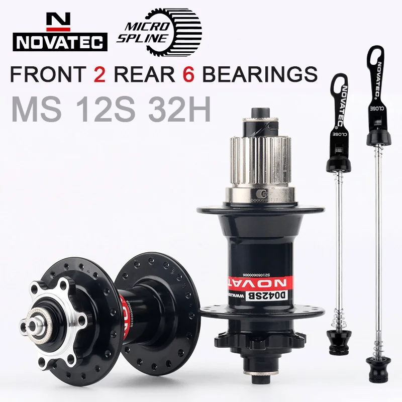 NOVATEC Micro Splline 12 V Cube 32 Hole Mtb Hub Axle Boost Front 2 Rear 6 Bearings Bicycle Hub for Shimano 12S M6100 M7100 M8100