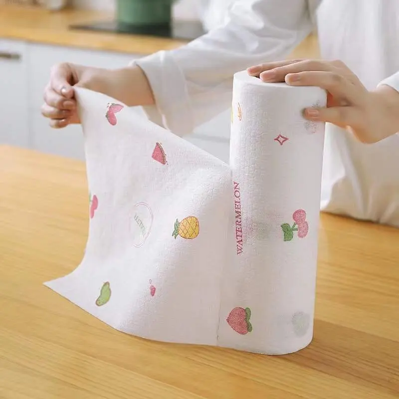 50PCS Disposable Cleaning Paper Household Kitchen Dish Cloth Eco-friendly Rags Non-stick Oil Wiping Dish Towel for Kitchenware