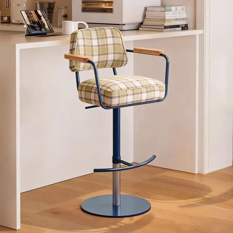 Retro style liftable rotating bar chair living room bedroom home high chair leisure armchair single square chair