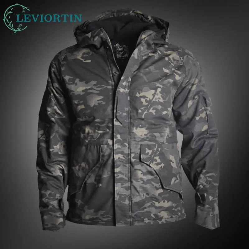 

Fall Winter Men's Outdoor Tactical Jacket Warm Camouflage Waterproof Softshell Hooded Jacket Hiking Camping Male Outwear Coat