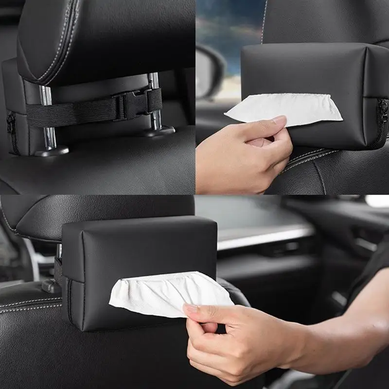 (BF06)Car Tissue Box, Armrest Box Tissue Pack, Car Seat Back Hanging Type, Bag Storage For Car Interior Decoration
