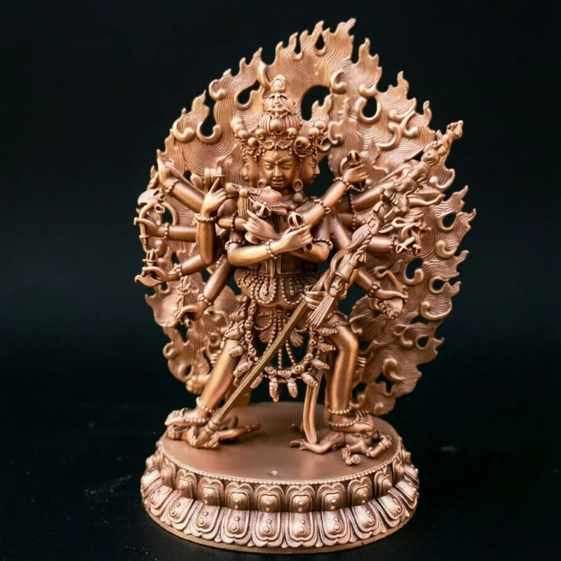 Nepalese Craftsmanship Purple Copper 11cm High Tibetan Shengle King Kong Home Offering Guardian Ornament Collectibles Gifts