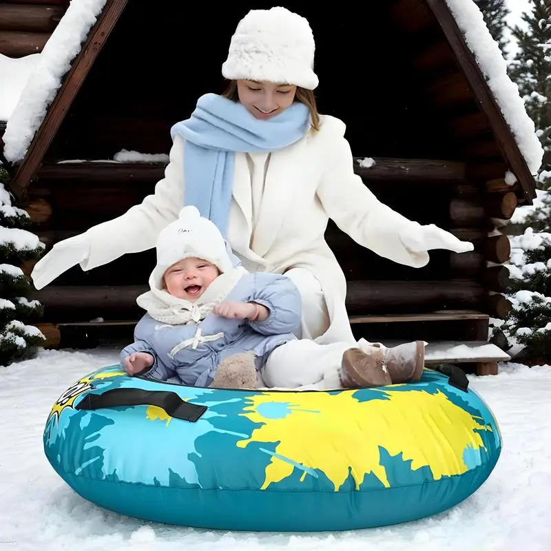 Inflatable Snow Sled Winter Snow Tube For Sledding Inflatable Heavy Duty Snow Ski Tube For Outdoor Sledding With Thickened