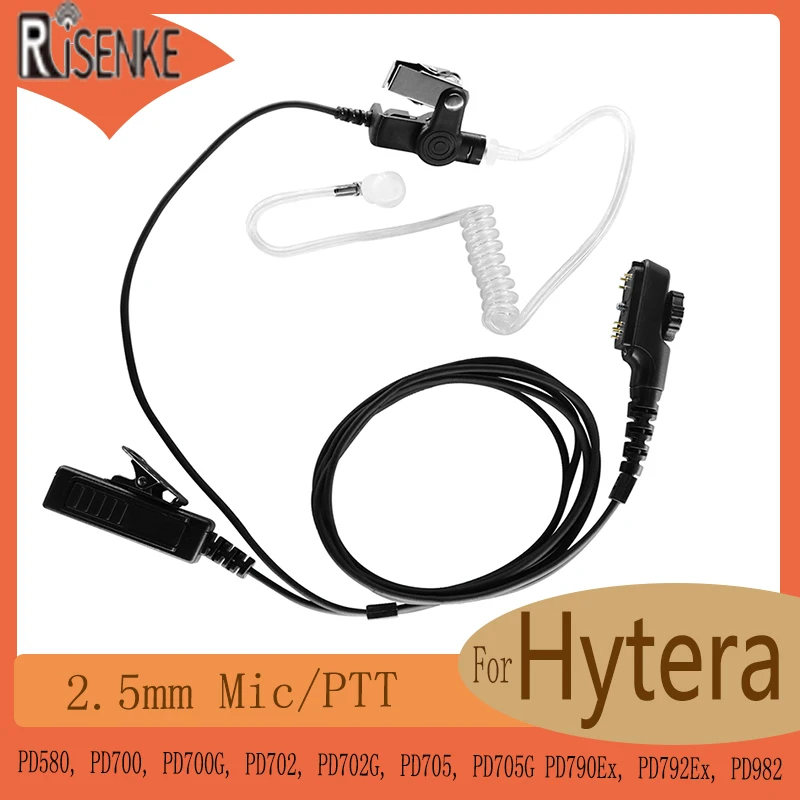 RISENKE-Earpiece Headset for Hytera Walkie Talkie, Pd785,Pd785g,Pd780,Pd706g,PD706,Pt580h,Pr580h,Pt 580 H,F3