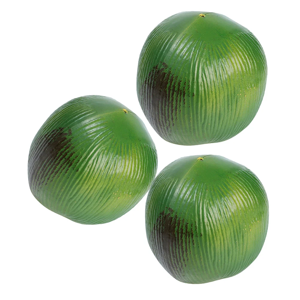 

3Pcs Realistic Faux Coconuts Tropical Party Decorations Hawaiian Luau Beach Theme Lifelike Artificial Vegetables