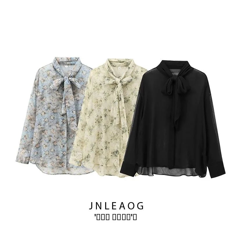 

Faionable Knot Design irt Women's Clothing Autumn New Sle Street Sle Loose Fit Polyester Long Sve irt