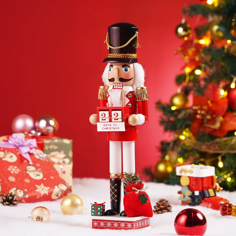 40CM Nussknacker Holzpuppe Walnuss-Soldaten-Modell Puppe Handgefertigte Figuren Handbemalte Figur Weihnachts- und Neujahrsdekoration für Zuhause – Detail 6