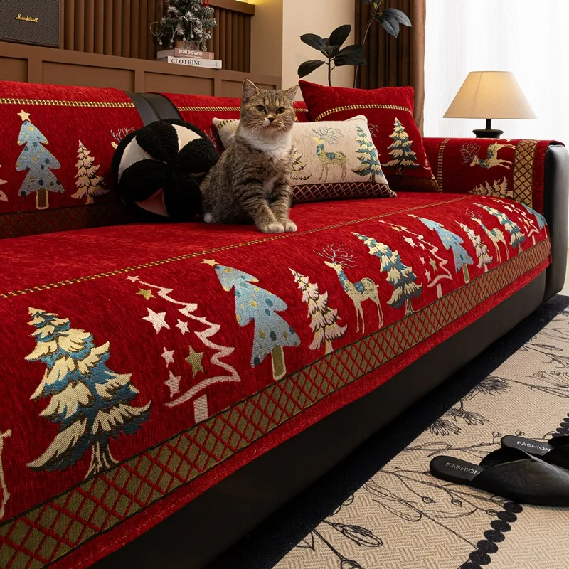 Fulu Four Seasons Universal High End Light Luxury Universal Snow Neil Anti Slip Sofa Mat Fully Wrapped Sofa Cover Cloth