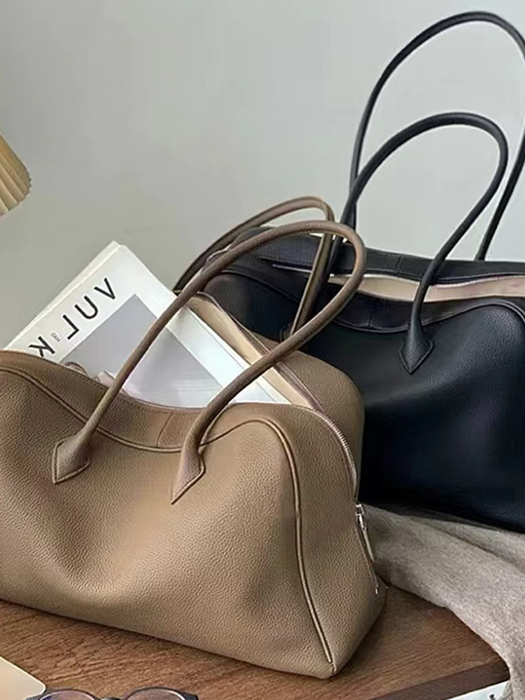 

Top Layer Cowhide Leather Large Capaci Commuter Single oulder Bag Women's Cuter Bag Boston Bag Handbag Faionable Bus...