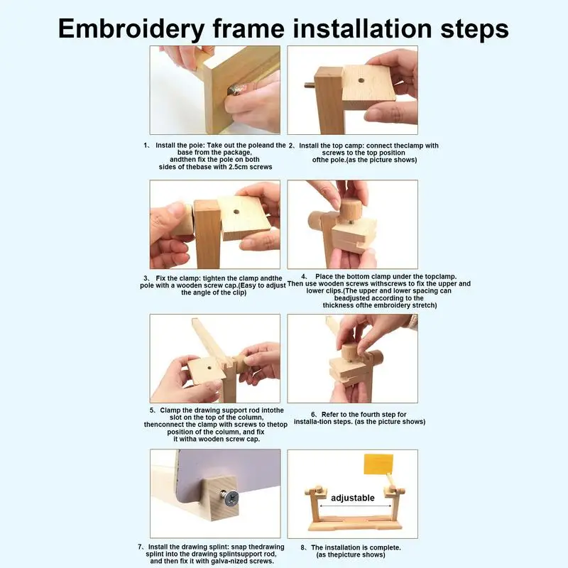 Stojak na ramki do haftu Drewniana ramka Regulowana obrotowa ramka do haftu Ramka do haftu Holde Robótki ręczne, rękodzieło, narzędzia do szycia