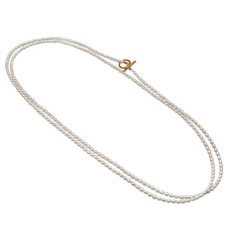 

Vintage Style Dainty Cultured Pearl Necklace Rice Pearl Necklace for Men Women Long Choker Necklace Layered Fine Jewelry Gift