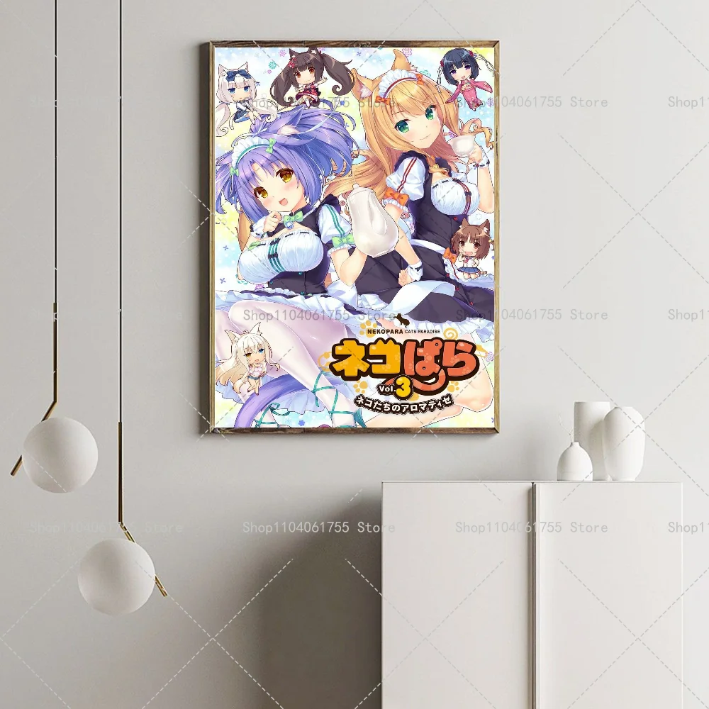 1PC Nekopara Anime Classic Anime Poster Self-adhesive Art Waterproof Paper Sticker Coffee House Bar Room Wall Decor