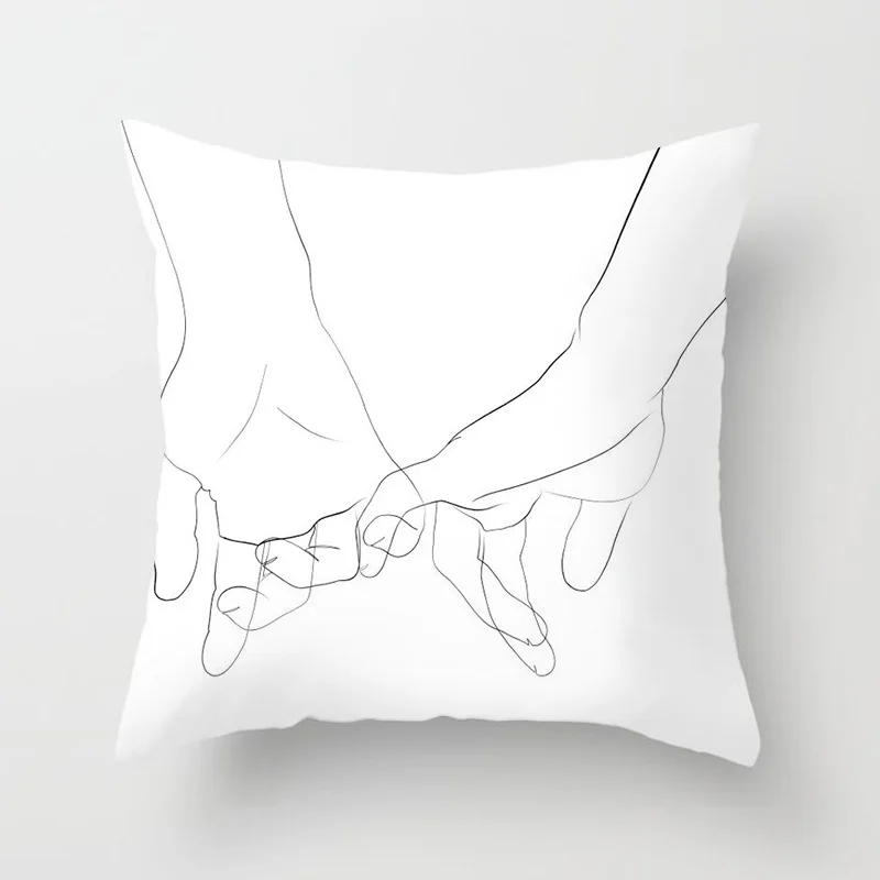 Abstract Simple Line Female Pose Sketch Printing Pattern Cushion Cover Home Living Room Sofa Decoration Pillow