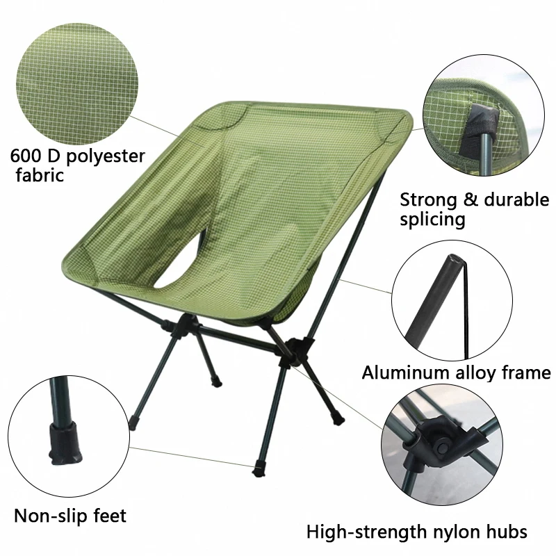 Modern Design Quick Open Aluminum Moon Chair Convenient Folding Swivel Camping Outdoor Furniture Wholesale Supply