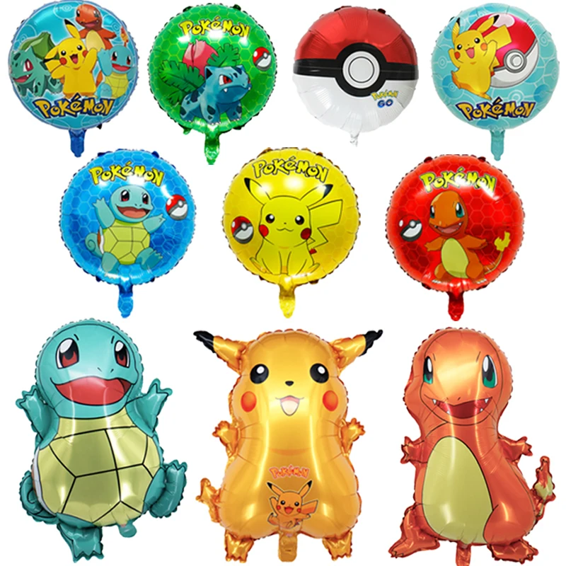 Ballons Pokémon pour Enfants, Décoration de ixd'Anniversaire, Pikachu, Salamèche, Figurine Anime, Fournitures de ixde Dessin Animé Mignon