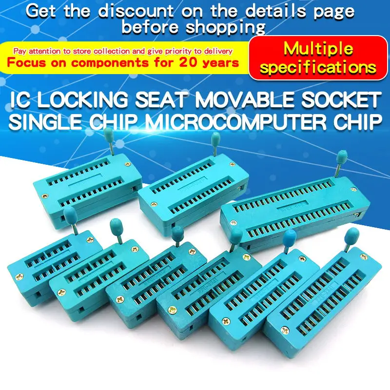 1PCS 2.54MM DIP Universal IC Lock Seat Socket Test Universal ZIF Sockets 14Pin 16Pin 18Pin 20Pin 24Pin 28Pin 40Pin IC Socket