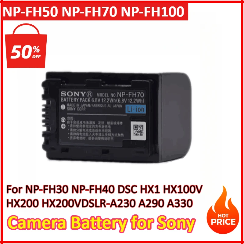 

New Camera Battery for Sony NP-FH30 NP-FH40 NP-FH50 NP-FH70 NP-FH100 and DSC-HX1 HX100V HX200 HX200V DSLR-A230 A290 A330