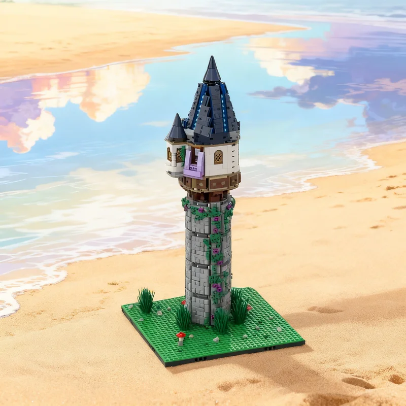 1214-teiliger MOC Rapunzel-Turm Modularer Märchenwelt-Burg Fantasie-Mittelalter-Festung Modellbausatz DIY Kunst-Spielzeug Geschenk