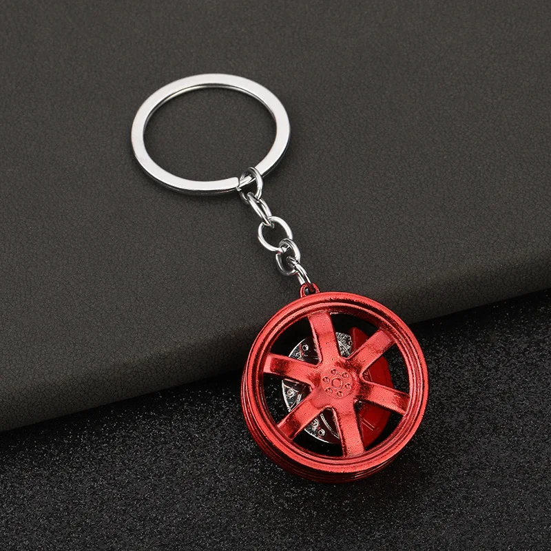 Creative Gear Head Keychain Creative Metal Car Accessories Keychain Zinc Alloy Turbo Gearbox Hub Brake Disc Pendant KeyRing