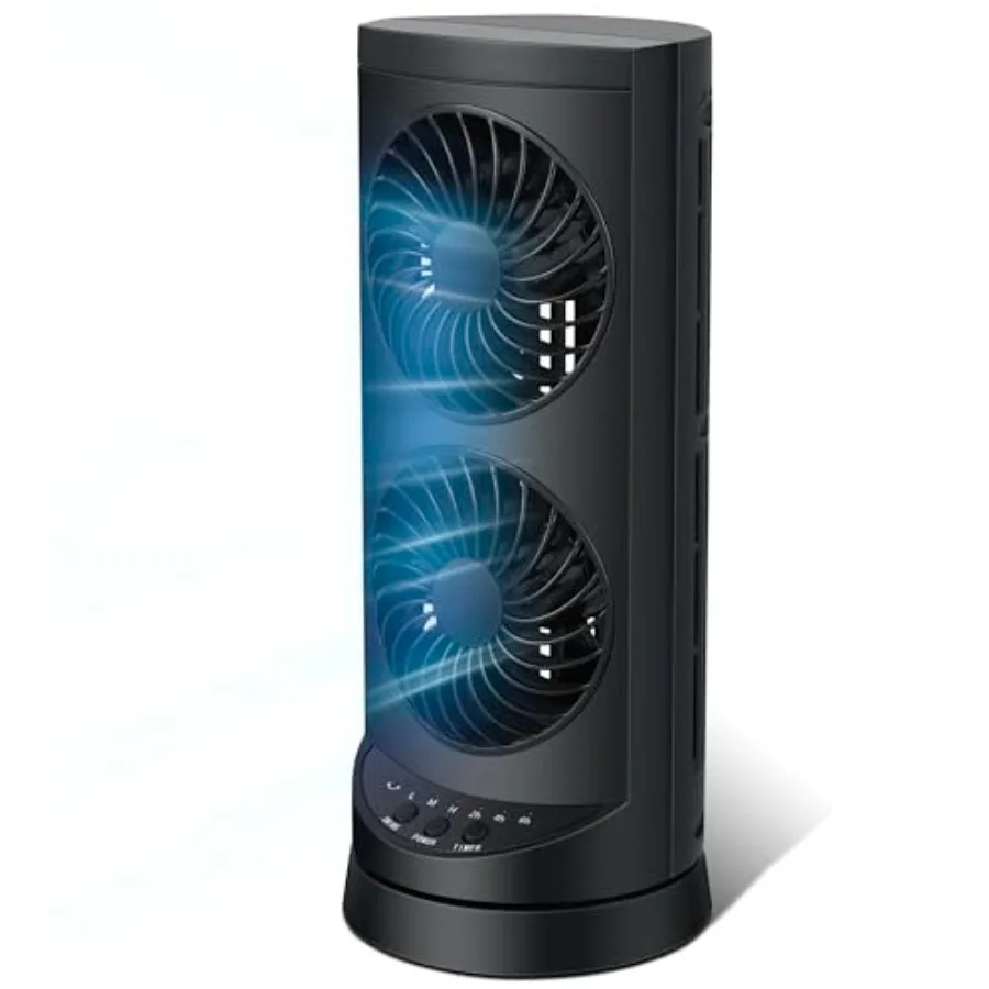 

Personal Tower Cooling Fans that Blow Cold Air Standing Small Desk Fan with 3 Speeds and Timer 60° and 110° Oscillating Table F