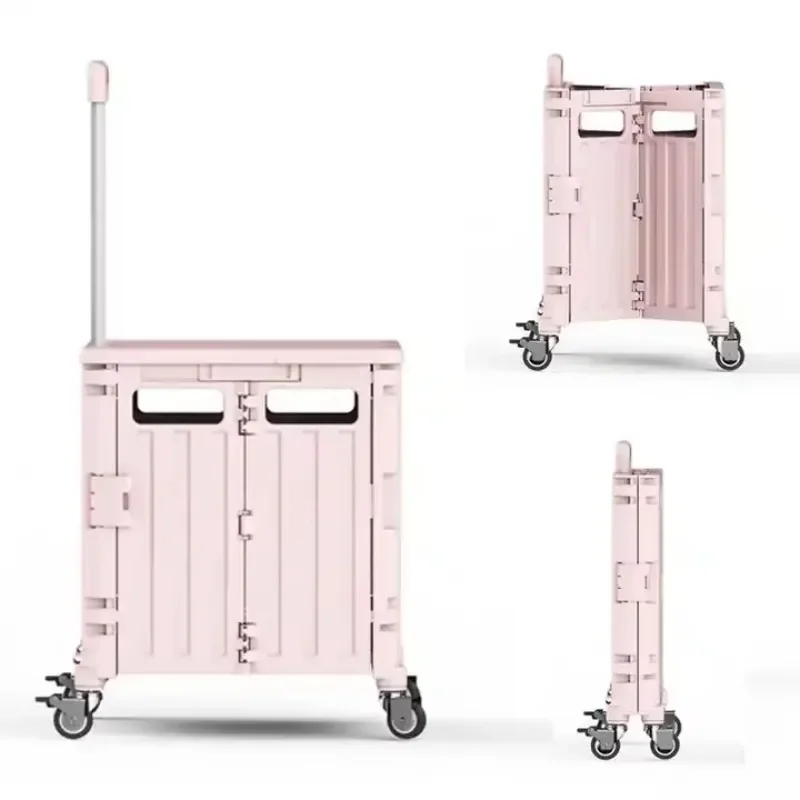 

portable folding cart two wheeled cart universal wheel trolley kitchen storage box