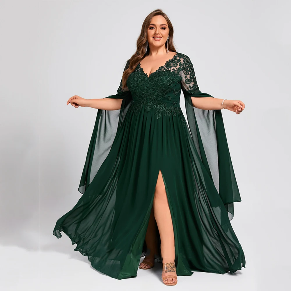

Plus Size Mother of the Bride Dresses Exquisite Side Slit Wedding Guest Gowns Chiffon Elegant Dress Women Wedding Party Summer