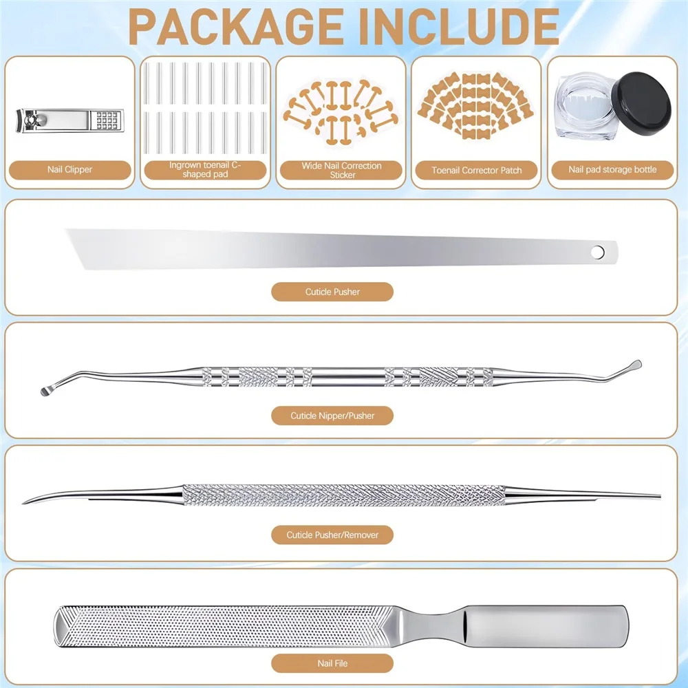 مجموعة مصحح أظافر القدم الغارزة مع شرائط تصحيح، مجموعة أدوات باديكير احترافية لأظافر القدم الغارزة، تصحيح أظافر القدم #2