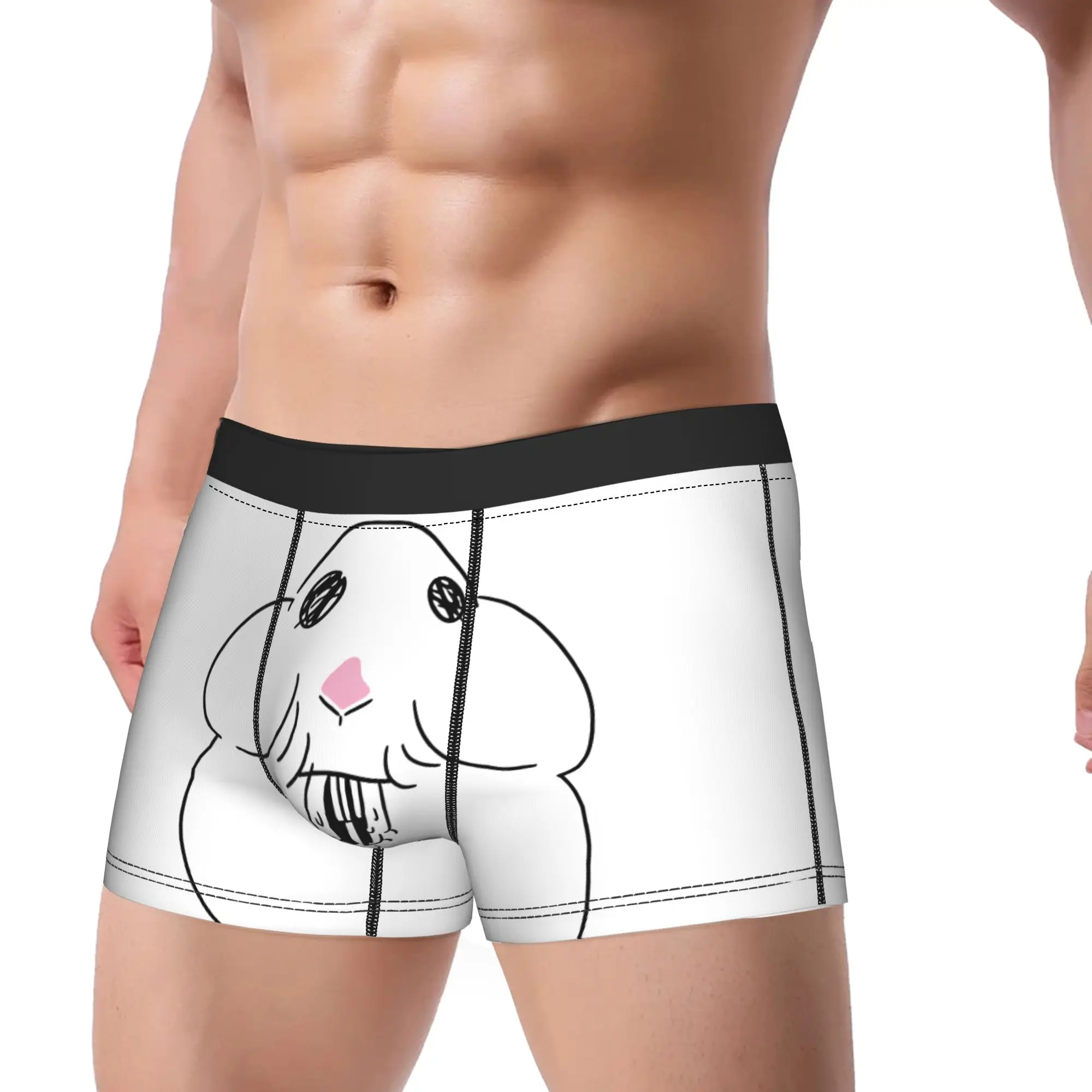 Happy Hamster Eating Face Funny Rodent Meme Underwear Sexy Soft Panties Design Boxer Brief For Man Pouch Large Size Boxer Shorts