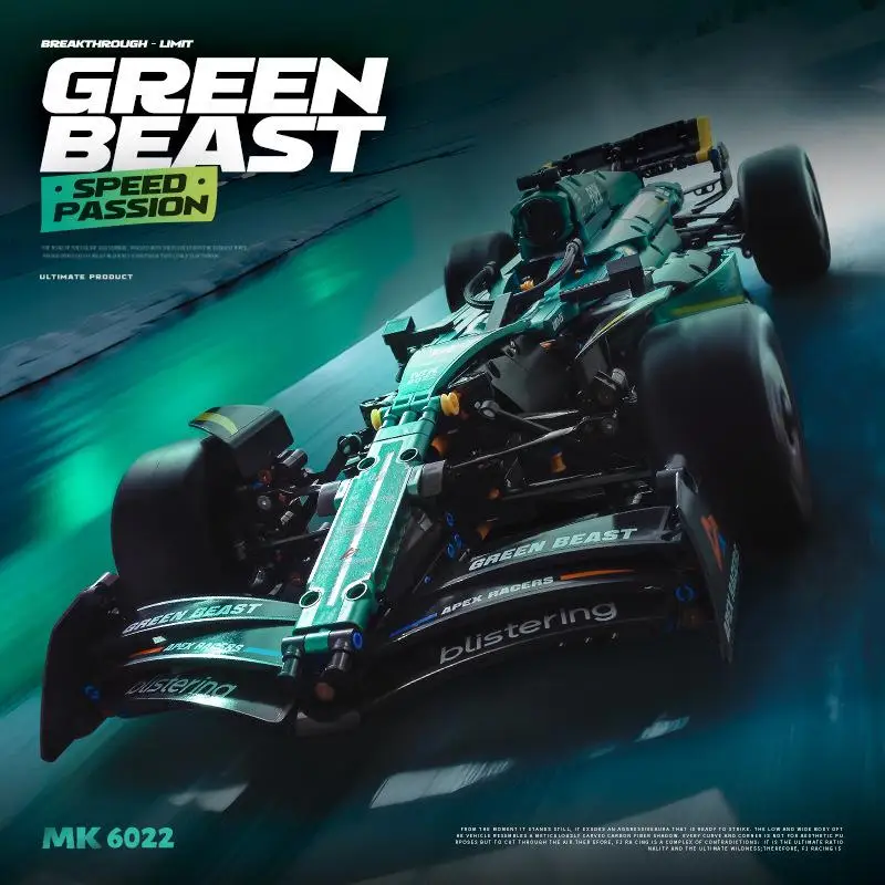 

OUZEY 1:8 Scale Hyper Car Building Blocks, Metallic Green Racing Vehicle Model Kits, 14+ DIY Assembly Educational Gift for Teens