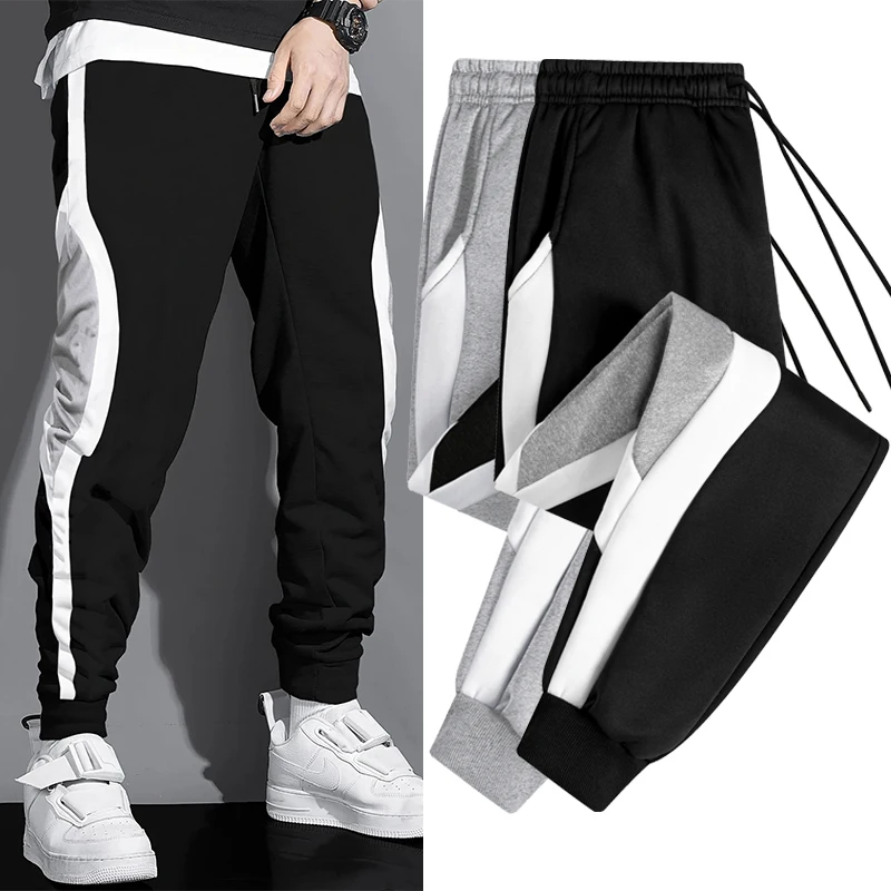 Stylish Colorblock Patchwork Sweatpants for Men Spring Fall Fleece Lined Athletic Joggers Pants Workout Training Jogging Running