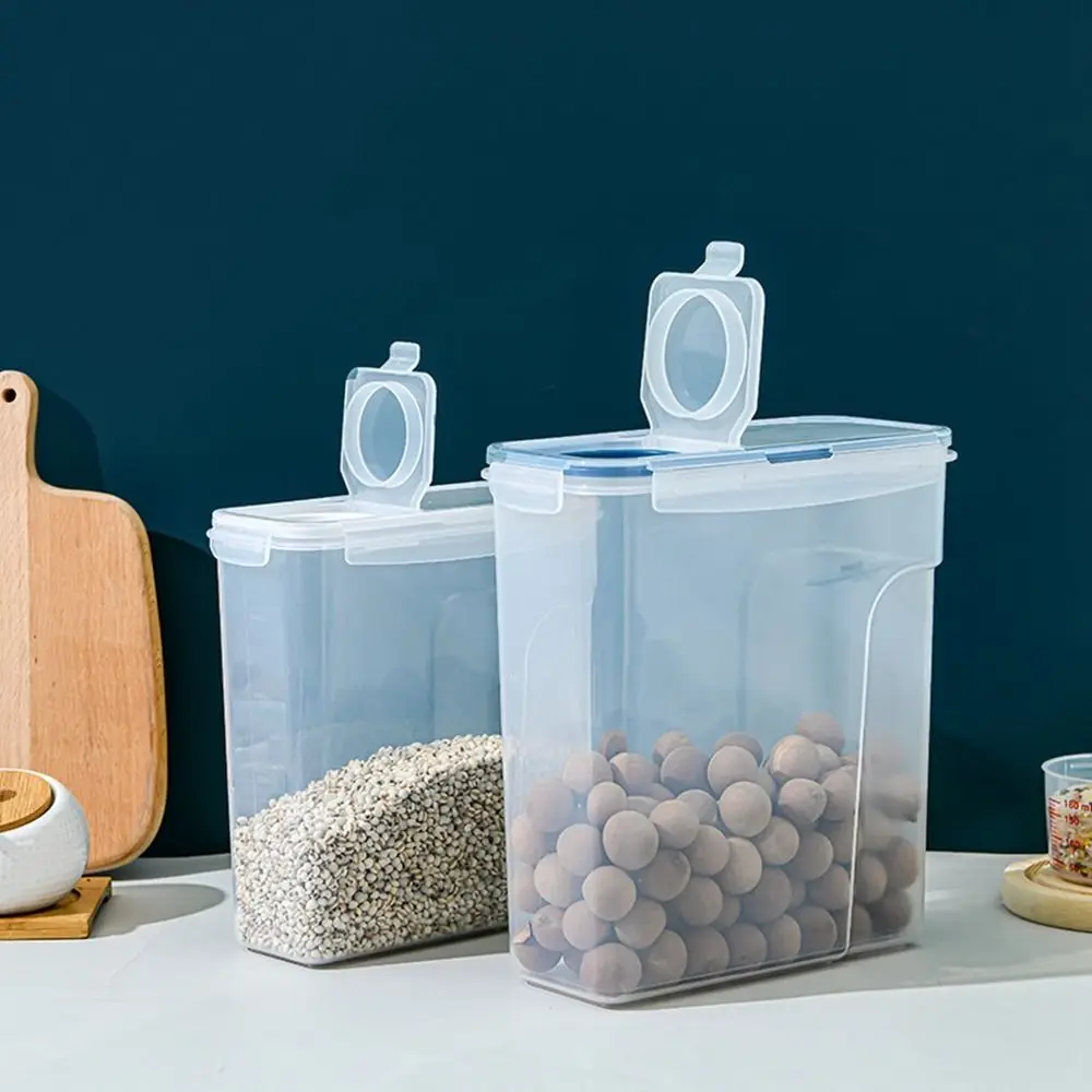 Plastic Cereal Storage Container Transparent Sealed Rice Dispenser Bucket Large Capacity Insect Proof Grain Storage Tank Home