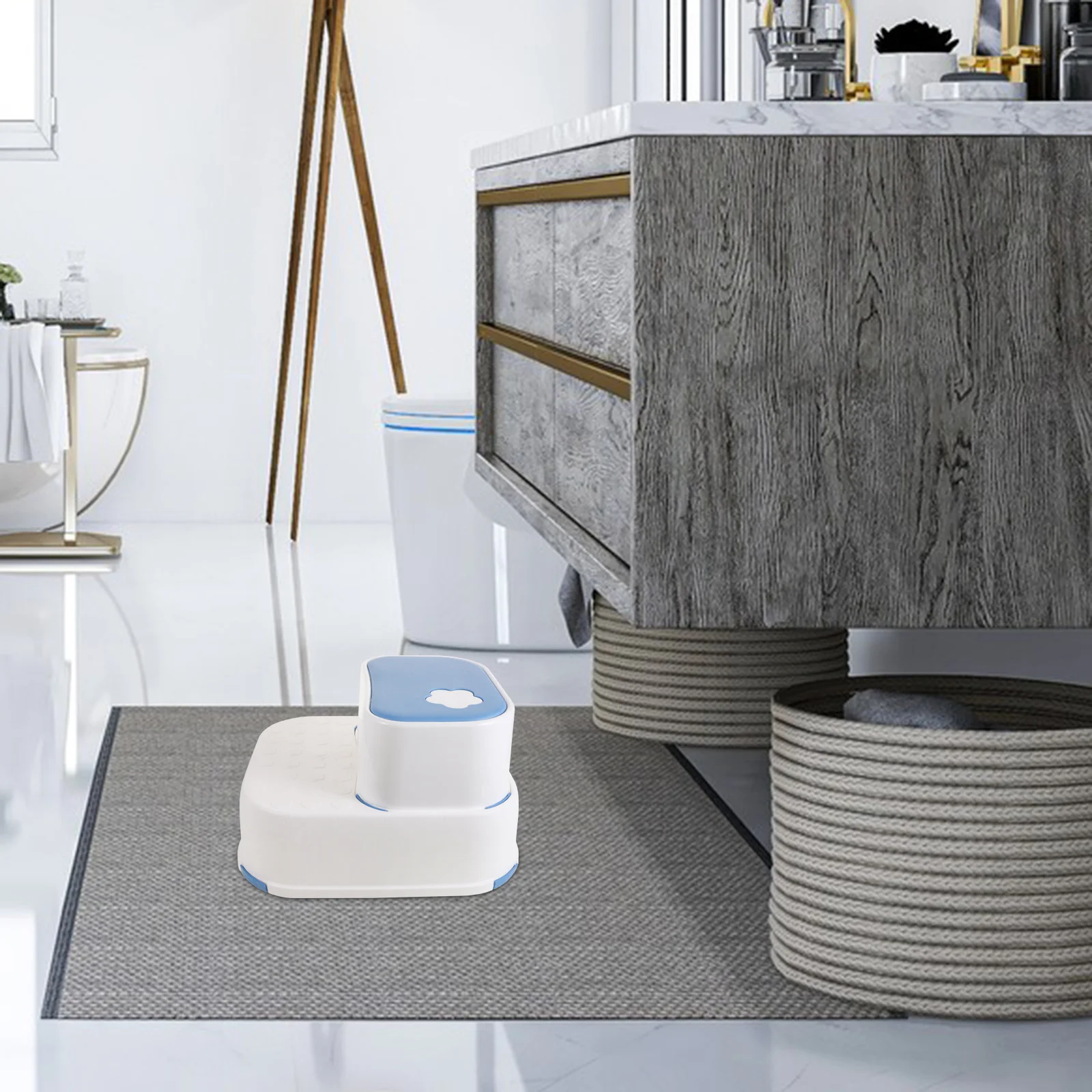 الأطفال طبقة مزدوجة خطوة البراز عدم الانزلاق الحمام مسند القدمين طفل المرحاض مساعد سهلة غسل اليد المطبخ مساعد لطيف خطوة #6