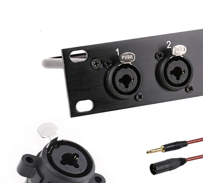 8 12 16 vias 8 portas rack remendo painel 1u gabinete alto-falante conector canon caso de vôo montagem para alto-falante speakon conector metal