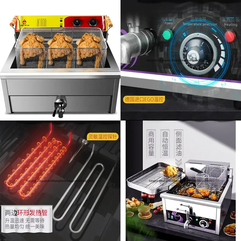Commercial Electric Fryer for Large Vertical Gas Fryer Desktop Single Double Electric Heating French Fries Chicken Wing