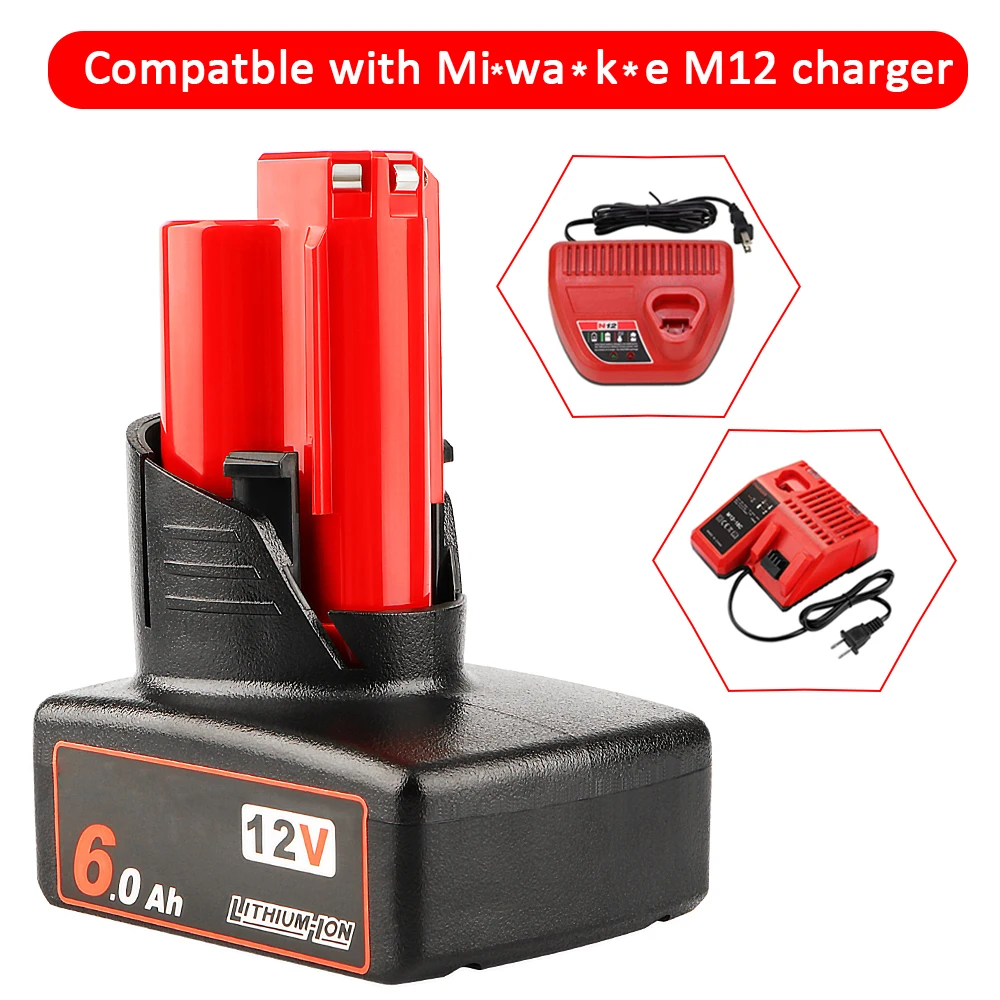 [Clearance Sale] M12 5Ah/6Ah/9Ah Li-ion Battery for Milwaukee 12V Power Tool  M12 48-11-2410 Lithium-ion 48-11-2420 48-11-2411