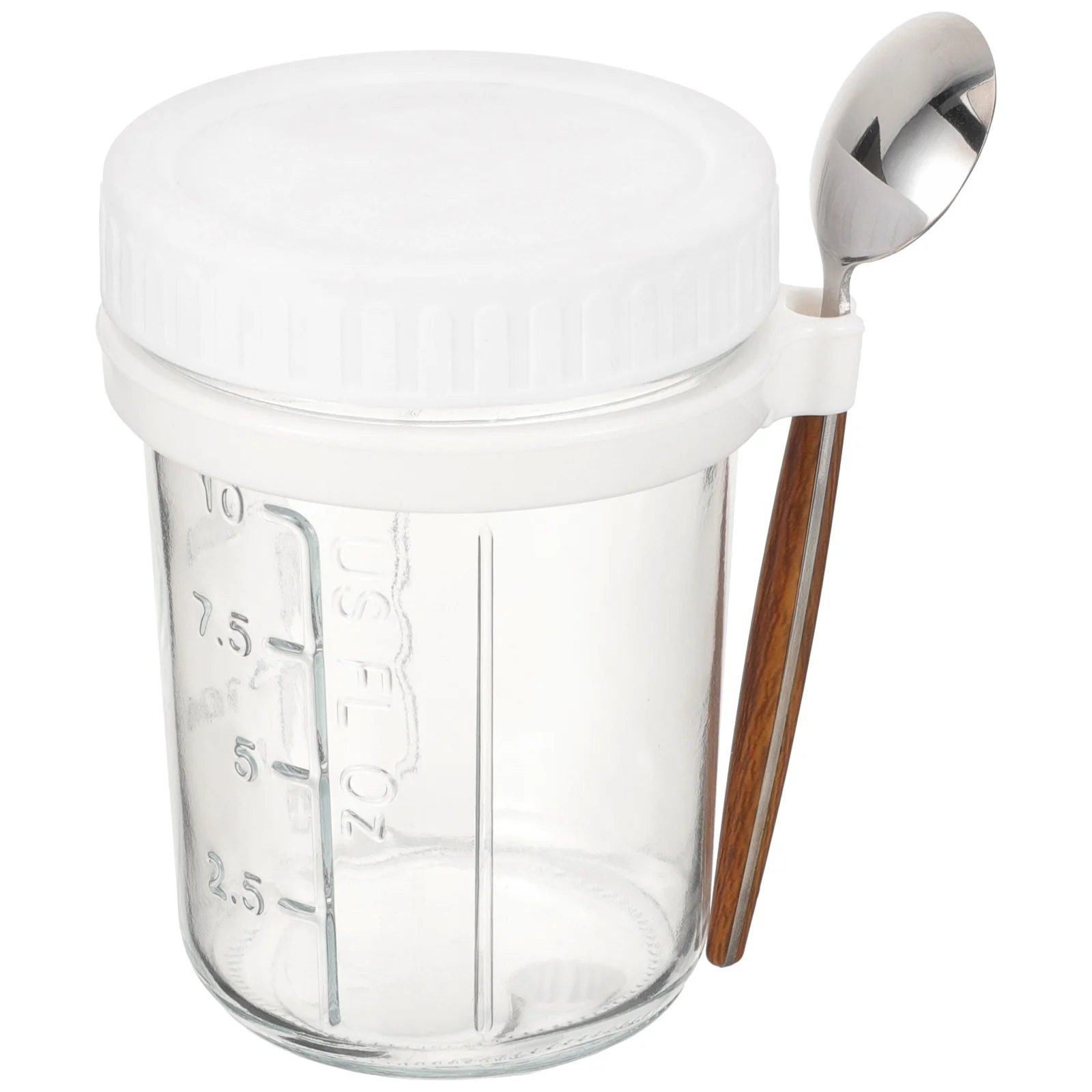 برطمان زجاجي لكوب الإفطار سعة 350 مل للشوفان طوال الليل مع غطاء وملعقة حاوية تخزين طعام متعددة الوظائف قابلة لإعادة الاستخدام وخالية من مادة Bpa #4