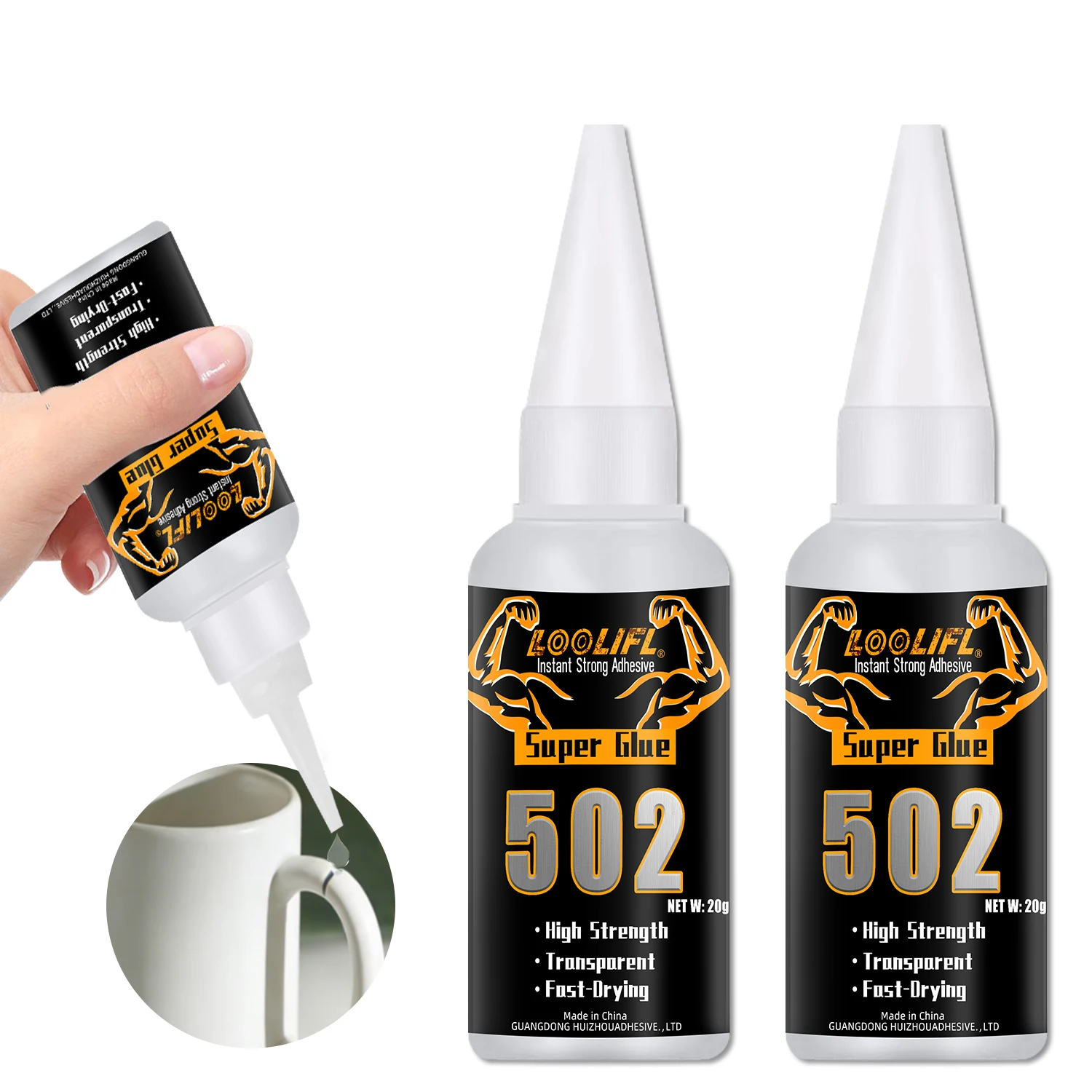 LOOLIFL502 Super Glue 20g Instant Bond -Cyanoacrylate Adhesive for Plastic Metal Wood, Fast-Drying Low-Whitening DIY Repair Glue