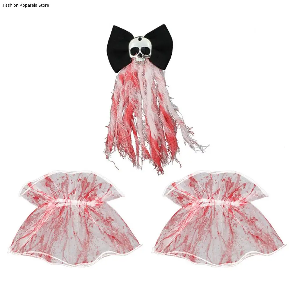 

Rose Halloween Bridal Headwear Gothic Dark Bloodstain Lace Hair Clip Bracelet Skeleton Hairpin Skeleton Hand Rose Hairpin