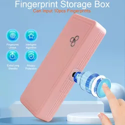 Fingerprint Storage Box for Household, Secret Hidden Safe, Papelaria, Proteção de Privacidade, Student Pen Case