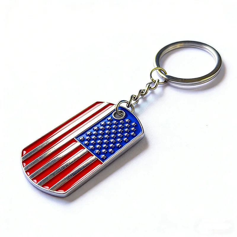Simple Stylish American Flag Keychains Star Bar Flag Alloy Drip Oil Key Ring Best Party Gift Jewelry