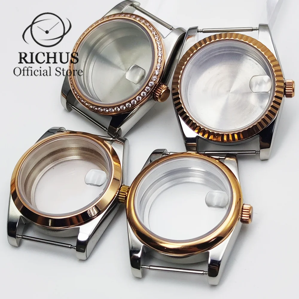 36mm 39mm Rose Gold NH35 Polished Watch Case Sapphire Glass fit NH35 NH36 ETA2824 2836 DG2813 3804 Miyota82 PT5000 Movement